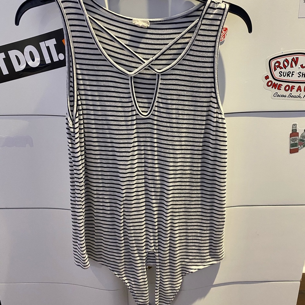 black and white striped tank top